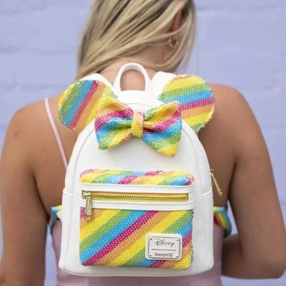 Loungefly Handbags - Loungefly Disney sequin rainbow Minnie Mouse mini backpack